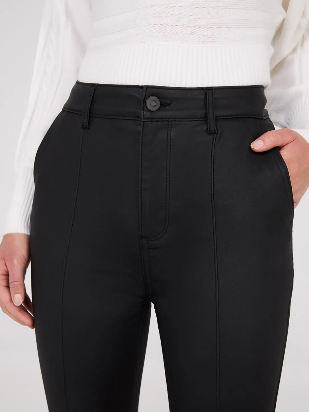 Coated Front Pintuck Pants