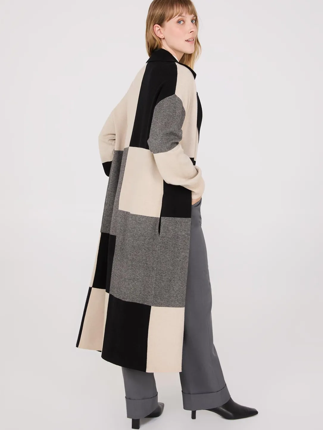 Collared Colour Block Long Duster