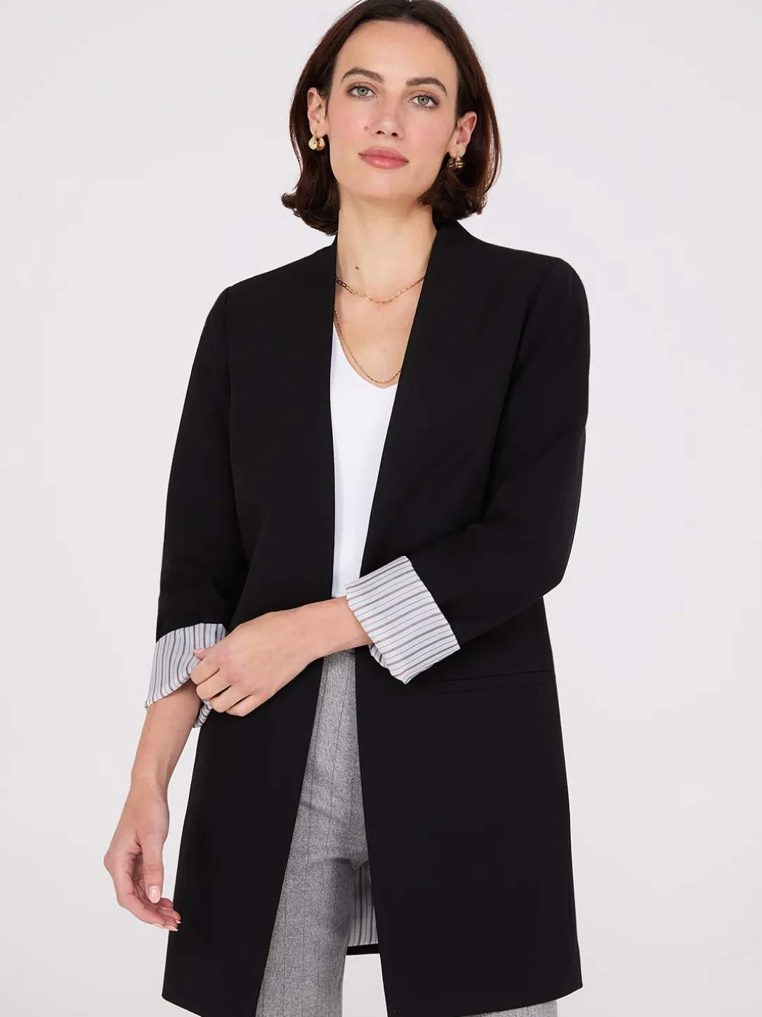 Collarless Open Blazer