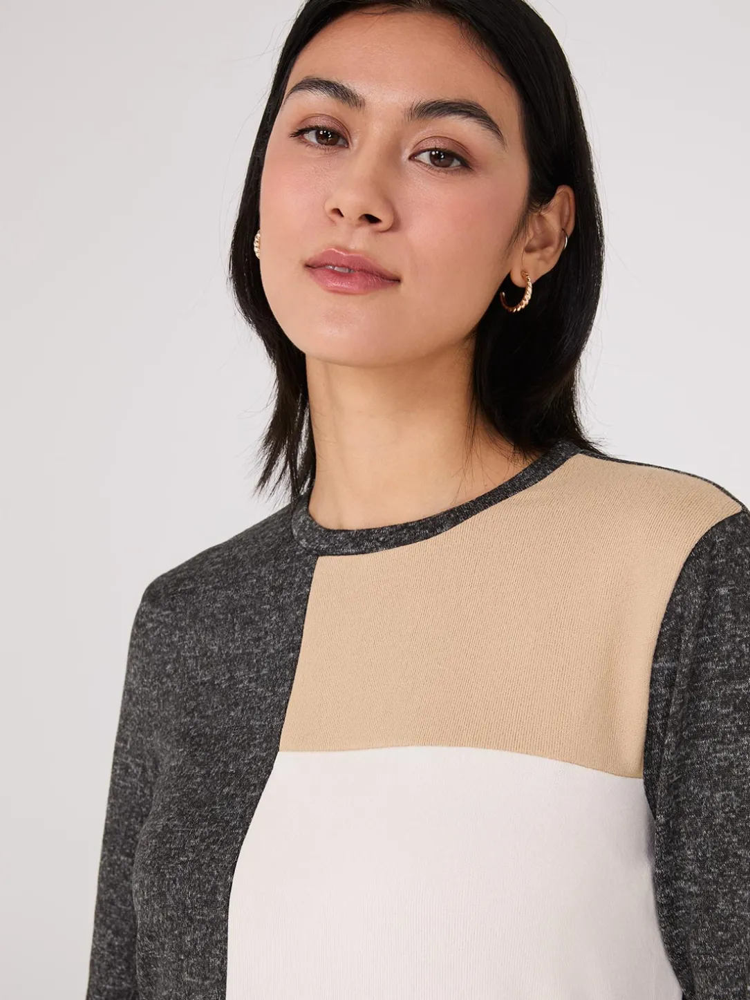 Colour Block Crew Neck Top