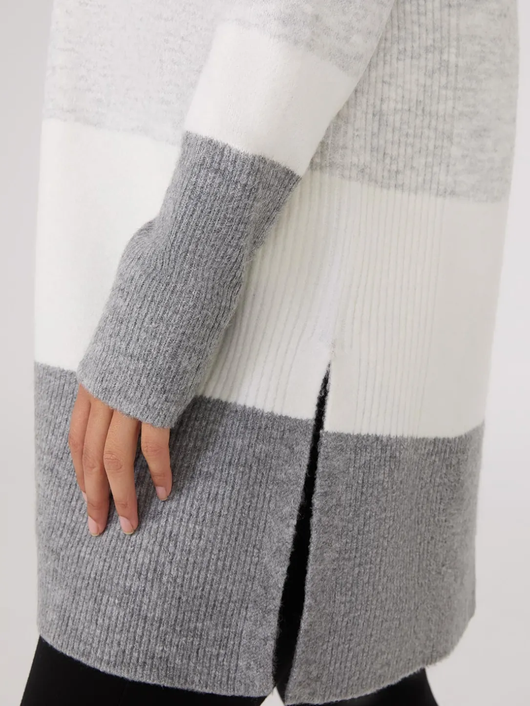 Colour Block Duster With Side Slits