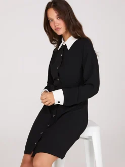 Colour Block Fit & Flare Shirt Dress