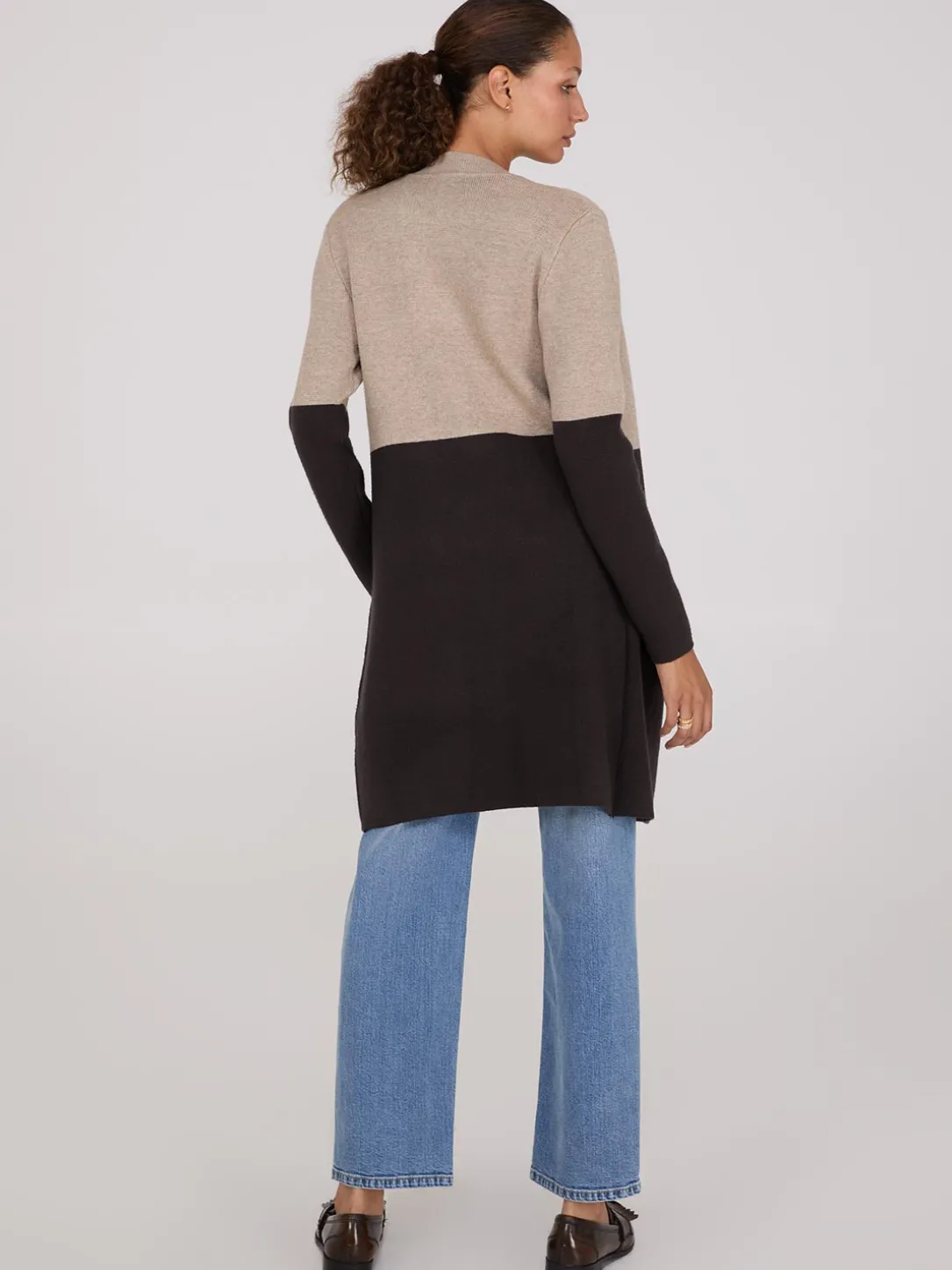 Colour Block Notch Collar Duster