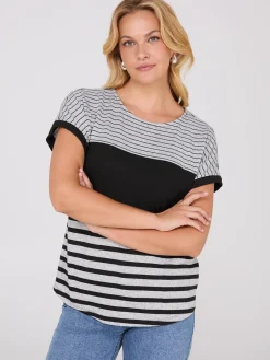 Colour Block Striped Dolman Sleeve Top