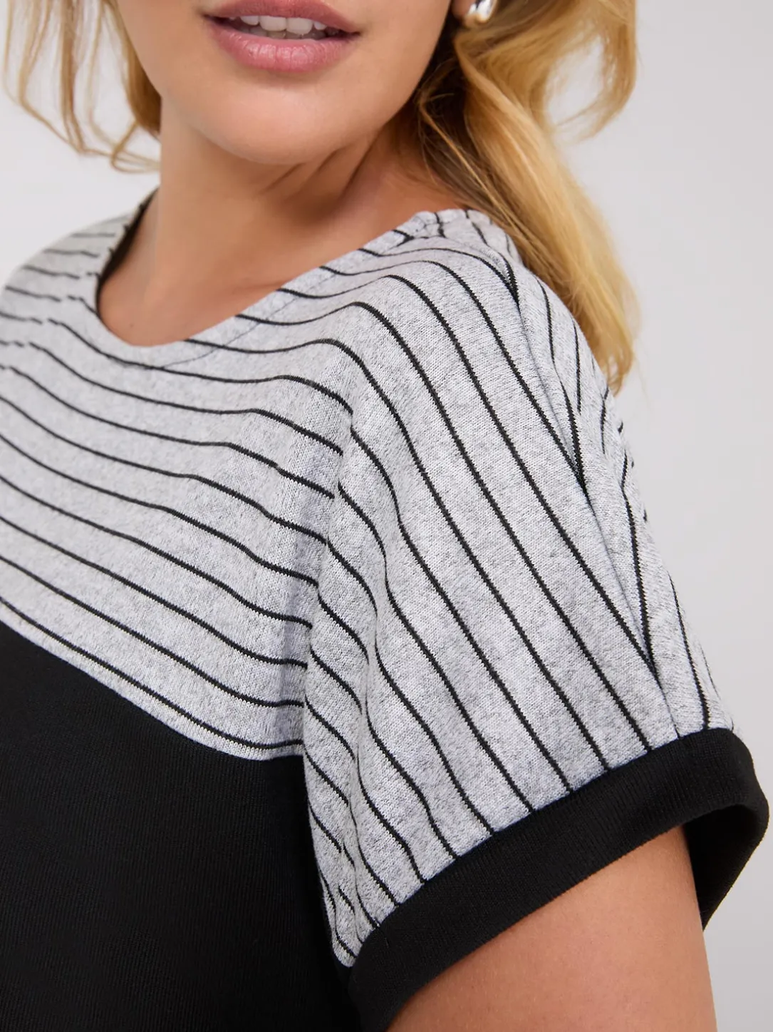 Colour Block Striped Dolman Sleeve Top