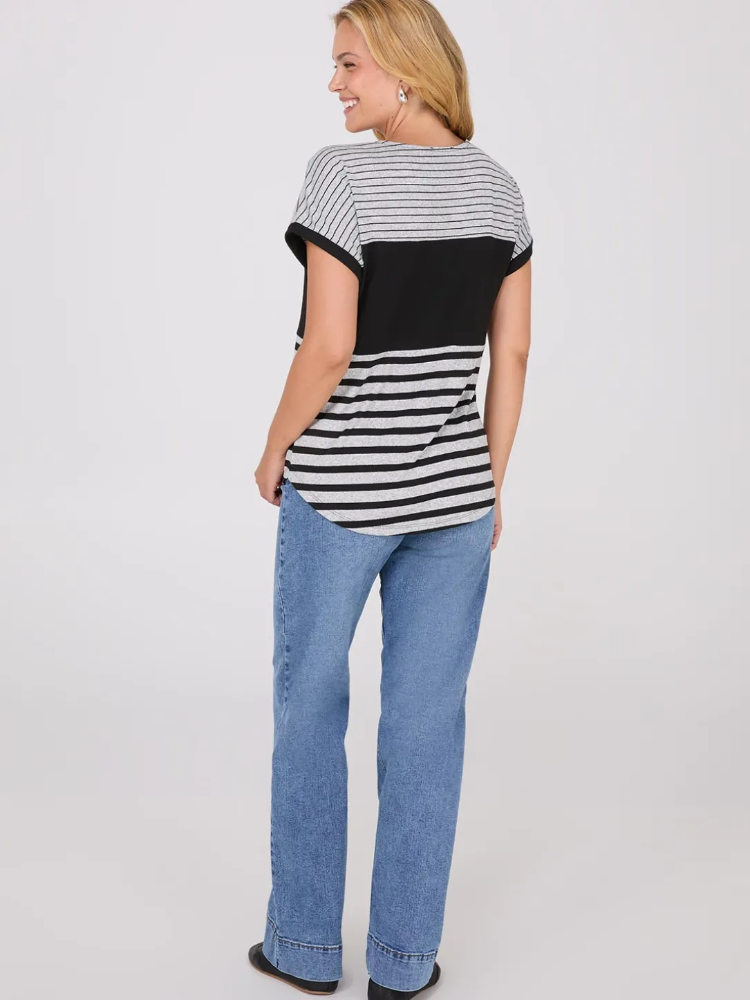Colour Block Striped Dolman Sleeve Top