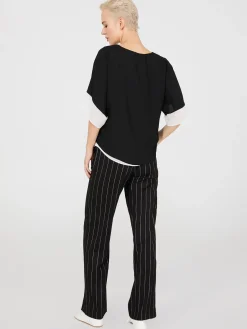 Colour Block V-Neck Dolman Sleeve Top