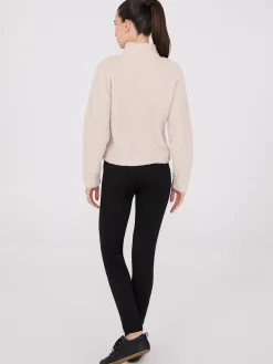 Contrast Piping Half-Zip Sherpa Sweater