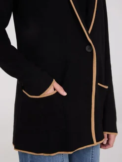 Contrast Piping One-Button Jacket