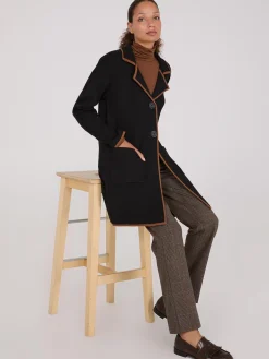 Contrast Trim 2-Button Coatigan
