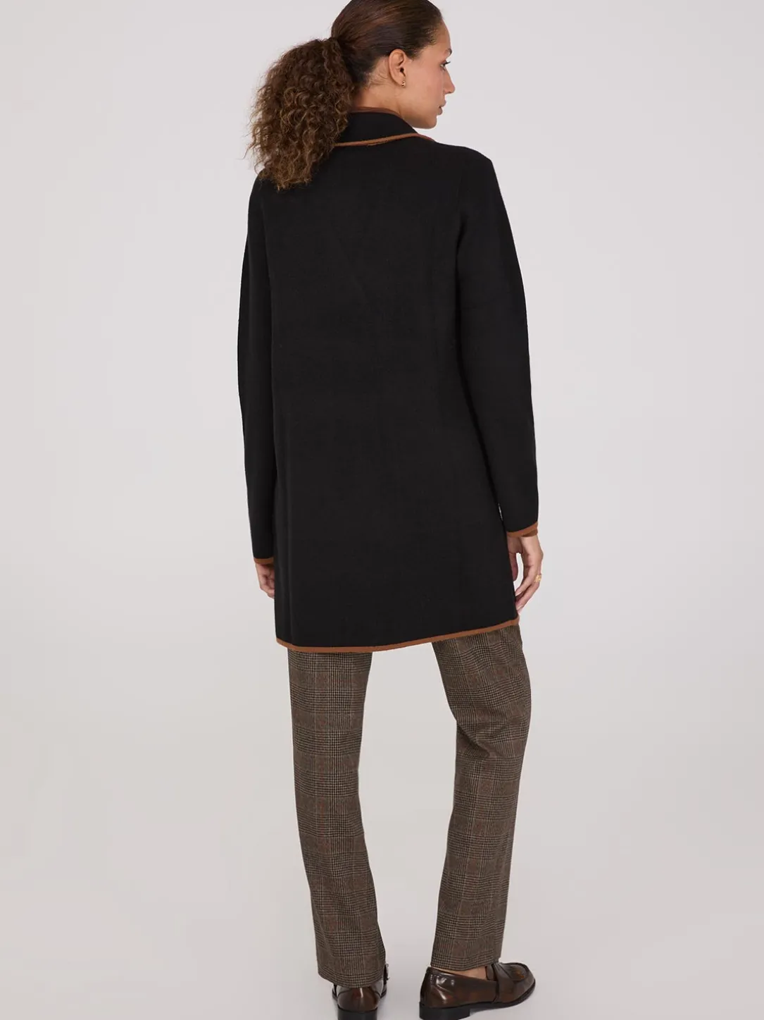 Contrast Trim 2-Button Coatigan