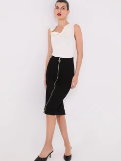 Cowl Neck Top With Metal Buckle