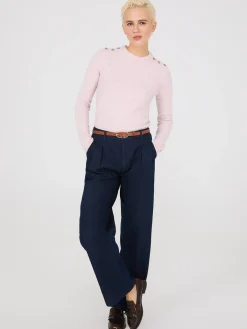 Crew Neck Sweater With Button Details