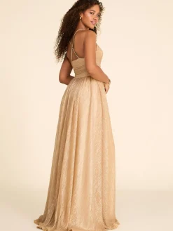 Crinkle Metallic Knit Fit & Flare Gown