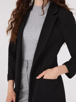 Cuffed 3/4 Sleeve Long Blazer