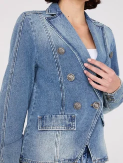 Denim Double-Breasted Blazer