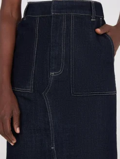 Denim Pencil Skirt With Front Slit
