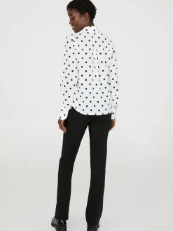 Dot Print Chiffon Button-Front Blouse