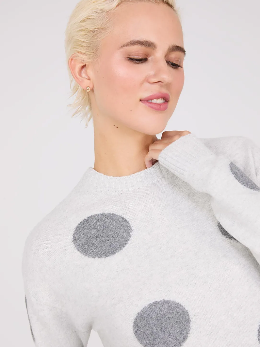 Dot Print Jacquard Sweater