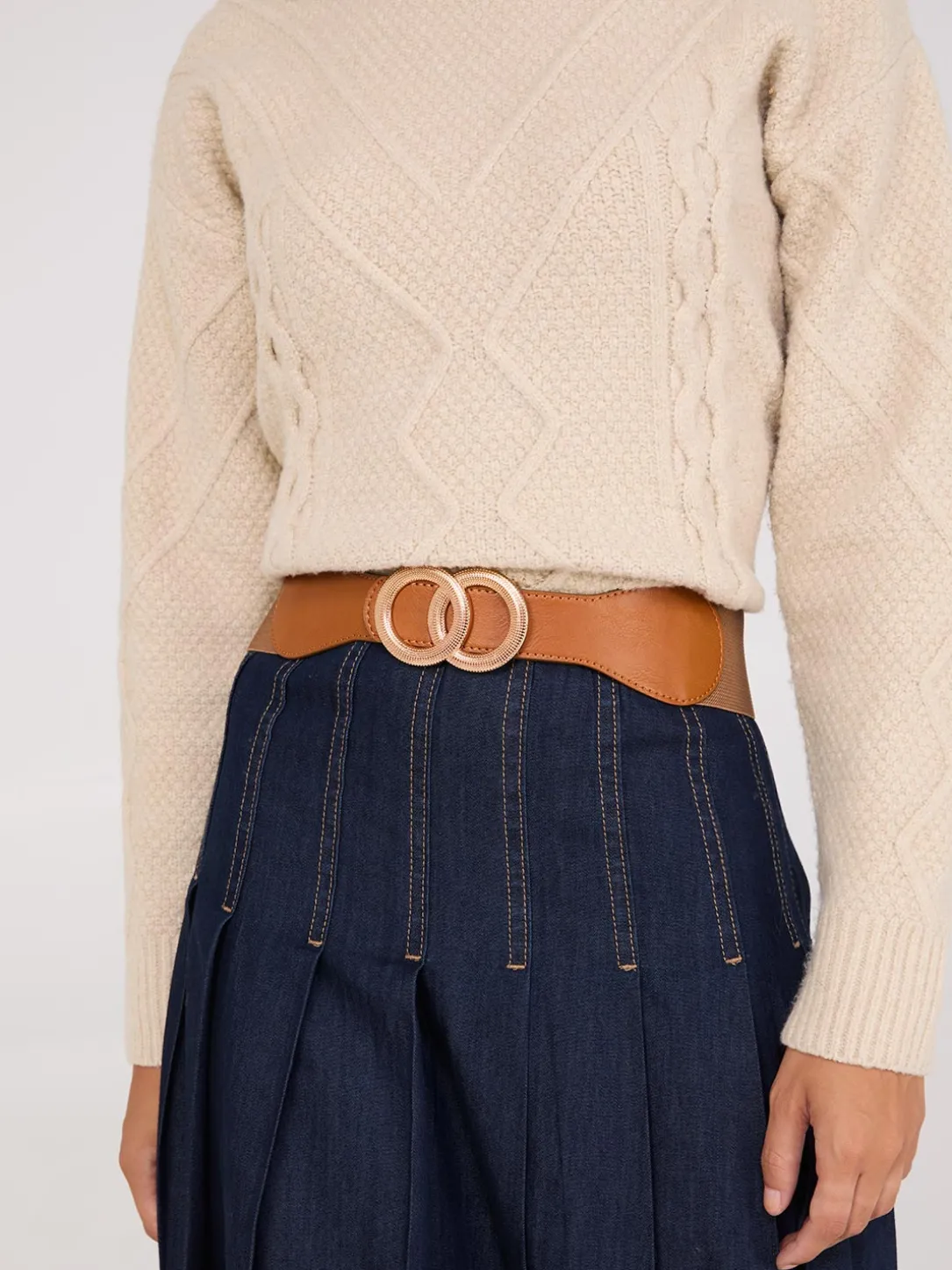 Double Carved Ring Buckle Belt