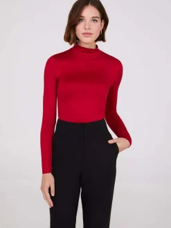 Double Layer Mock Neck Long Sleeve Top