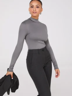 Double Layer Mock Neck Long Sleeve Top