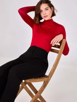 Double Layer Mock Neck Long Sleeve Top