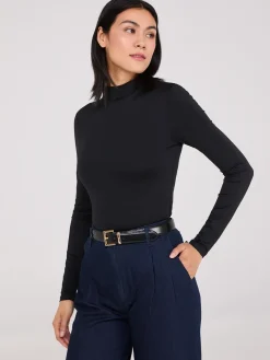 Double Layer Mock Neck Long Sleeve Top