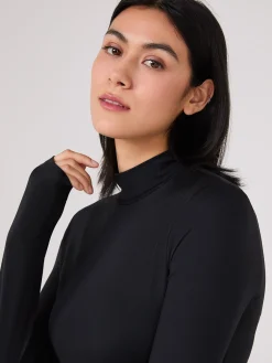 Double Layer Mock Neck Long Sleeve Top