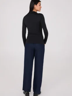 Double Layer Mock Neck Long Sleeve Top
