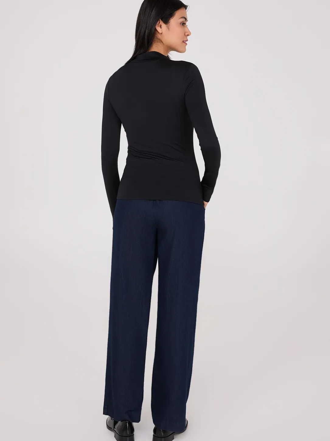 Double Layer Mock Neck Long Sleeve Top