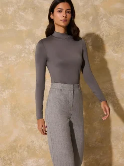 Double Layer Mock Neck Long Sleeve Top