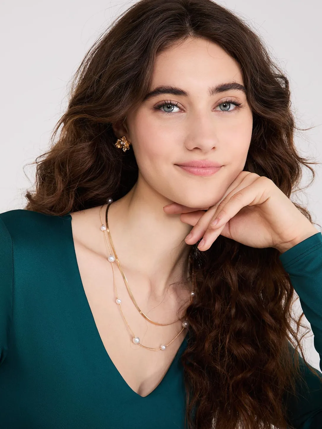 Double Layer V-Neck Long Sleeve Top