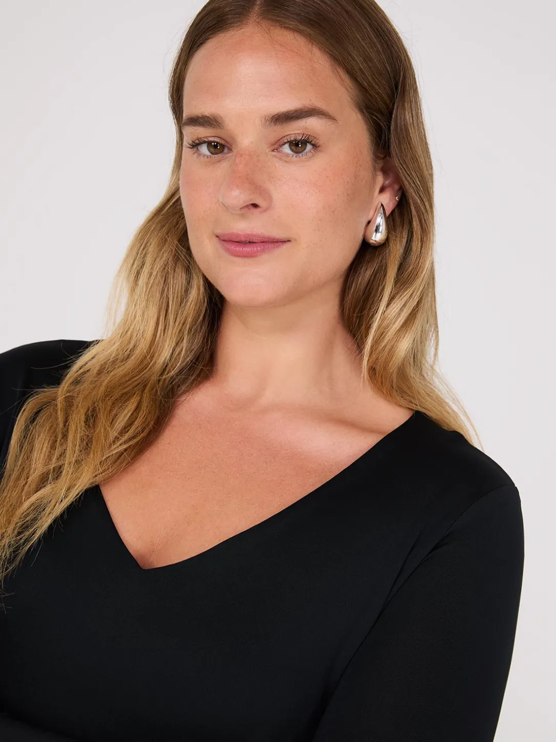 Double Layer V-Neck Long Sleeve Top