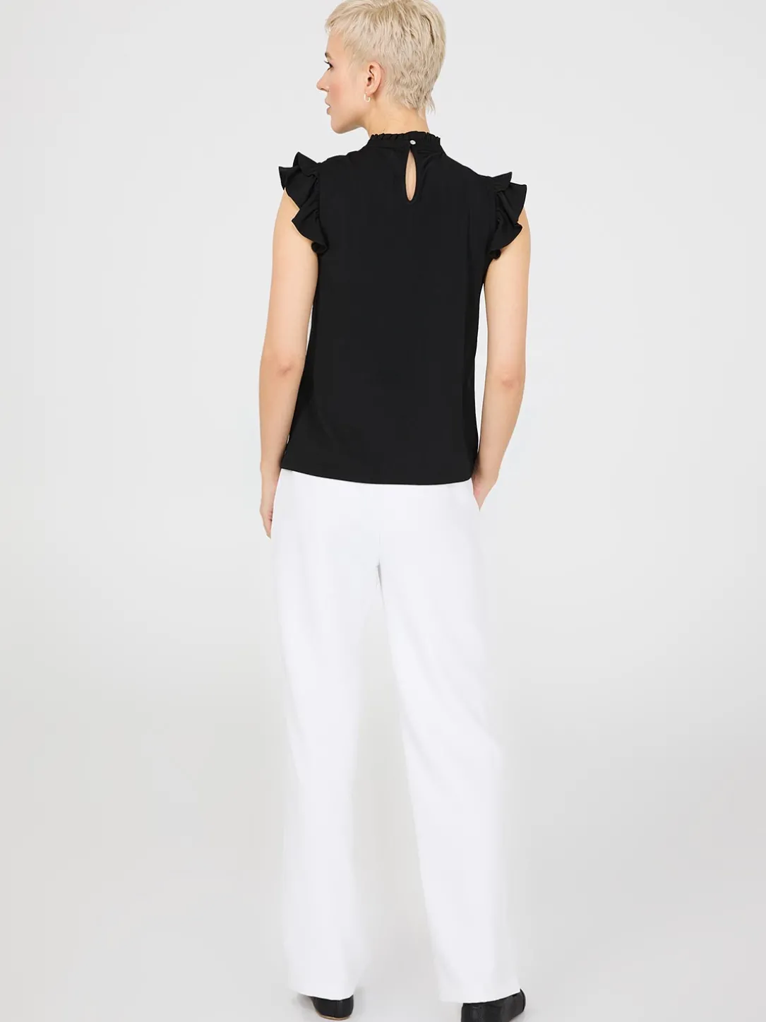 Double Ruffle Embroidered Top