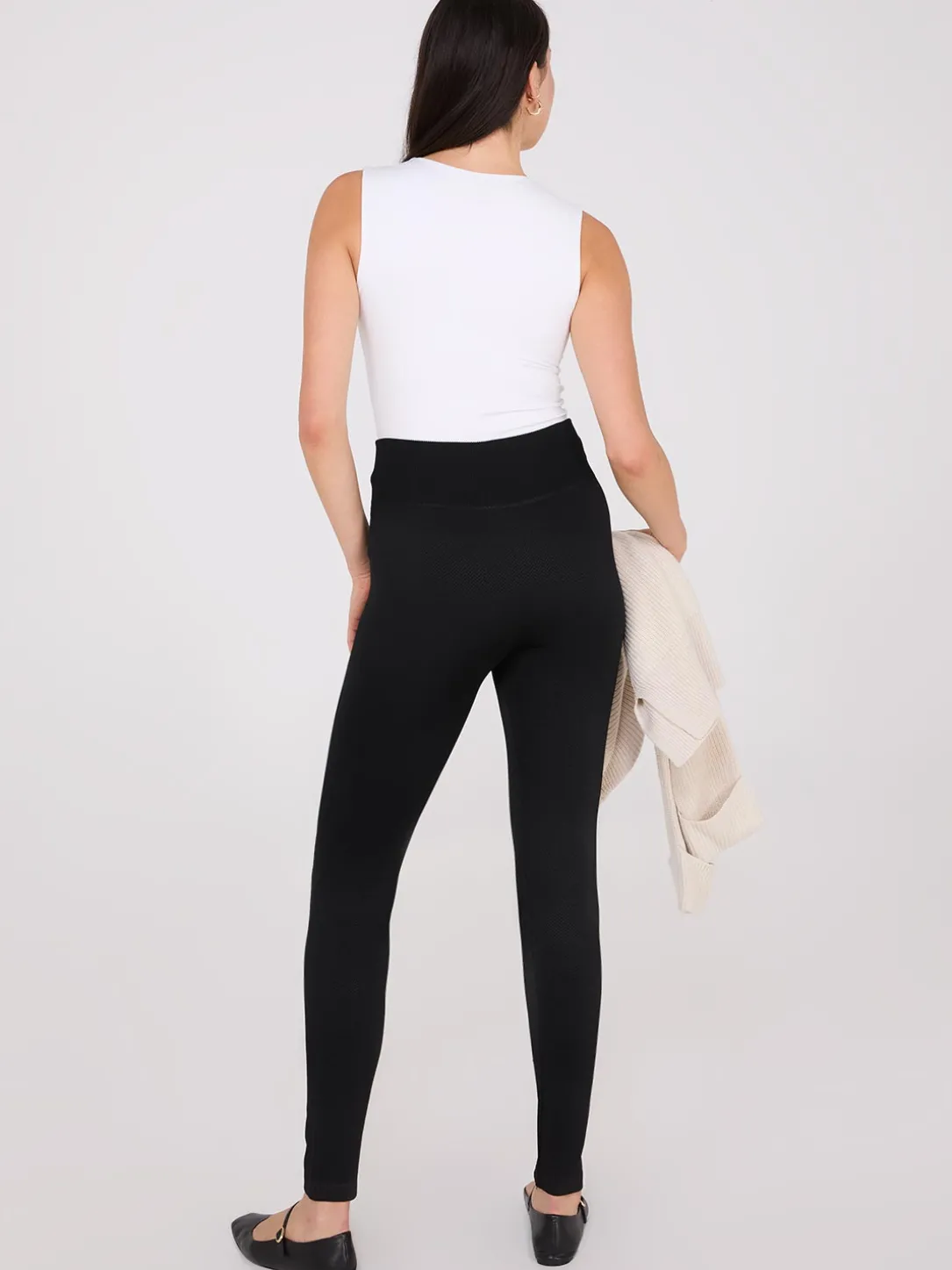 Embossed Herringbone Fleece Lined Leggings