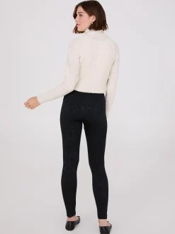 Embossed Paisley Print Fleece Lined Leggings