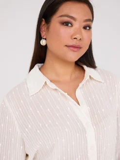 Embroidered Sequin Chiffon Blouse
