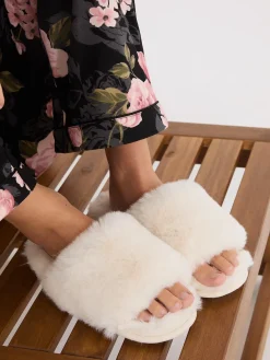 Faux Fur Slipper Slides