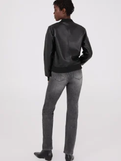 Faux Leather Bomber Jacket