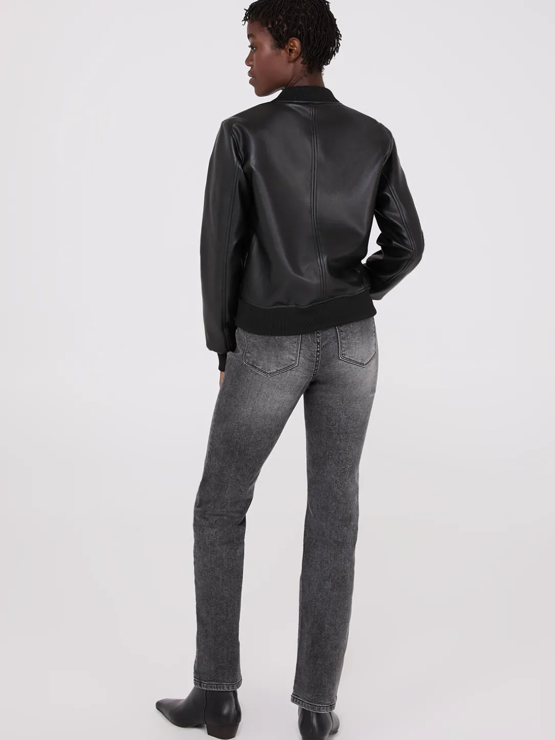 Faux Leather Bomber Jacket