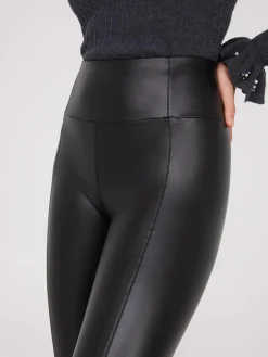 Faux Leather Leggings With Seam Details