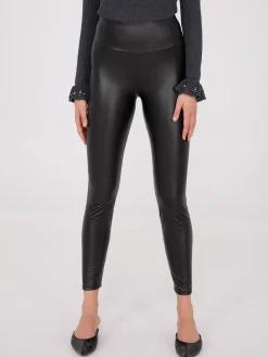 Faux Leather Leggings With Seam Details