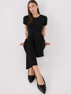 Faux Leather Slingback Flats With Bow Detail