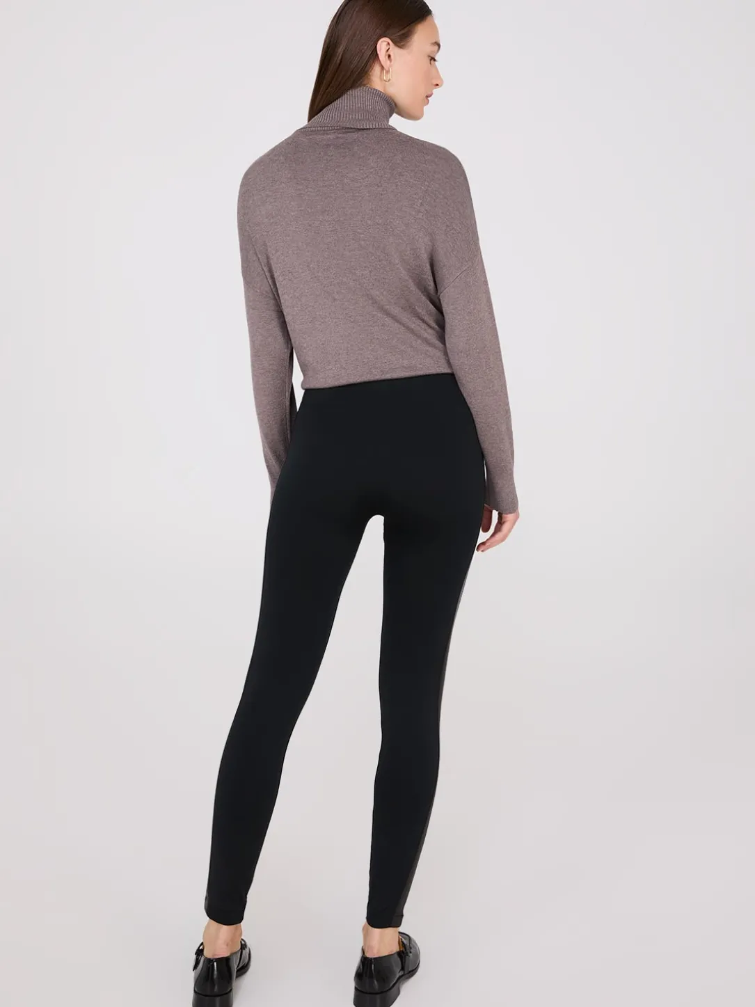 Faux Leather Trim Seamless Leggings