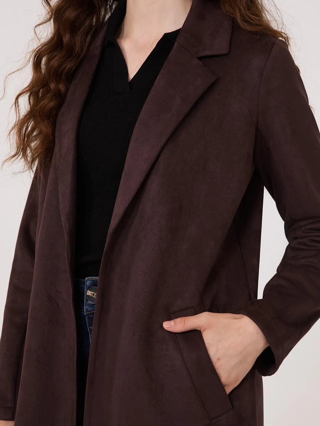 Faux Suede Car Coat