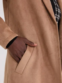 Faux Suede Car Coat