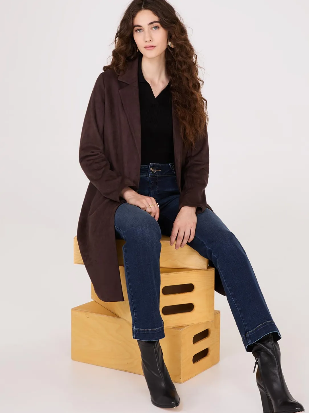 Faux Suede Car Coat