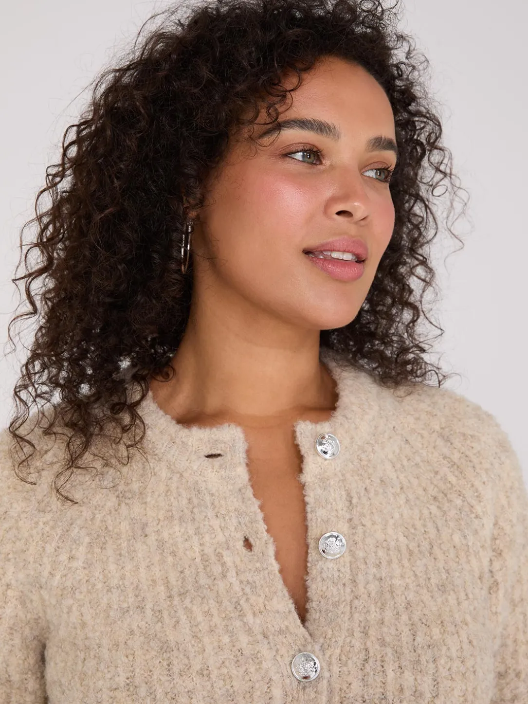 Faux Wool Raglan Cardigan