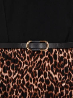 2-Fer Animal Print Belted Dress